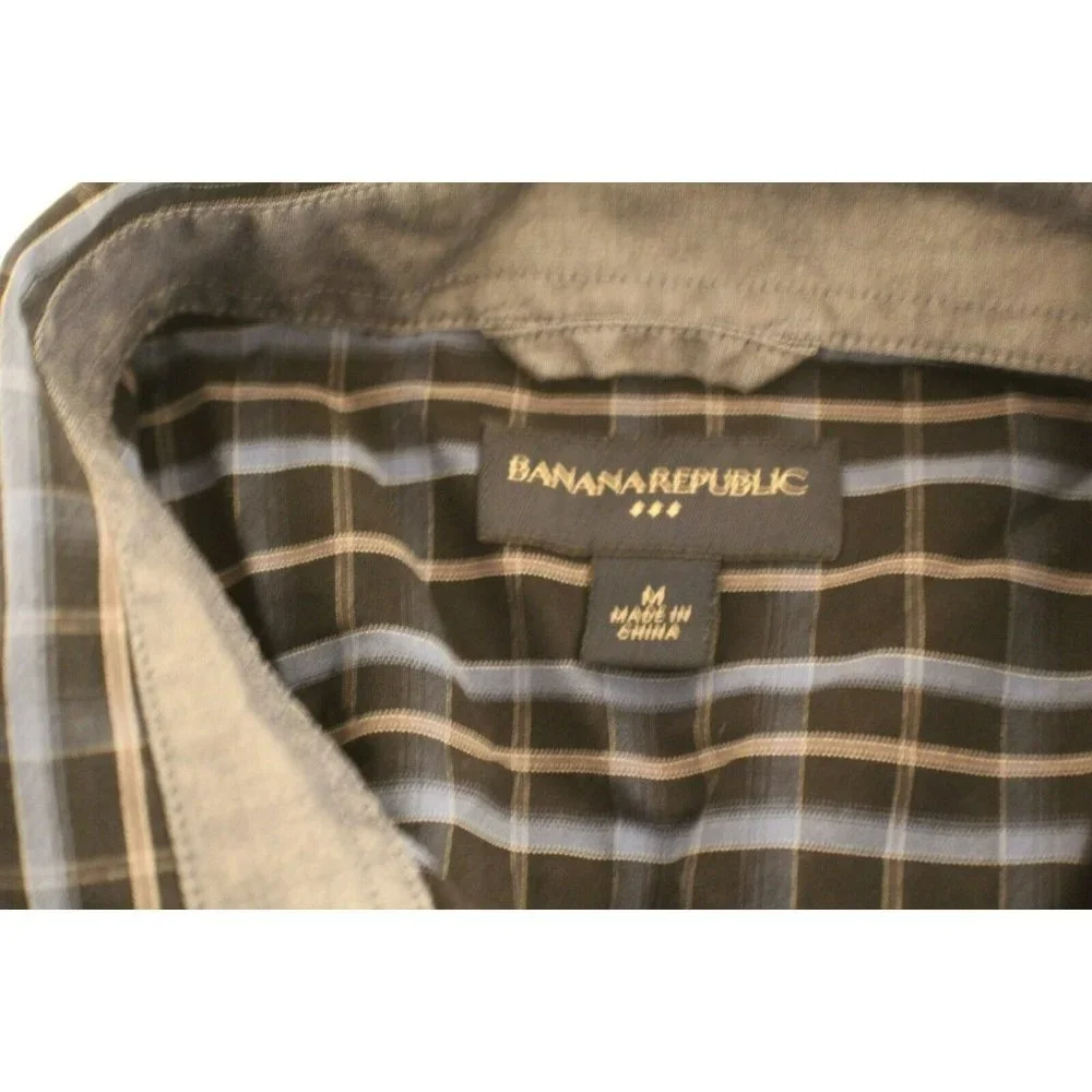 Banana Republic Men's Medium Plaid Button-Down‎ Shirt